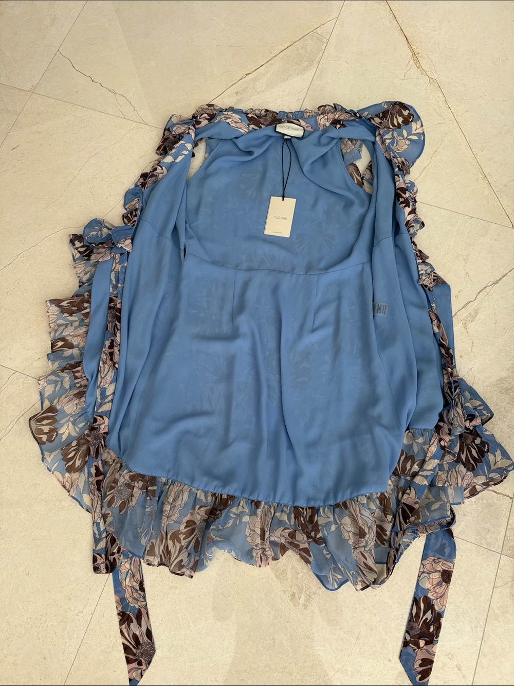 Alexis Sky Blue Floral Ruffle Blouse - Picture 4 of 7